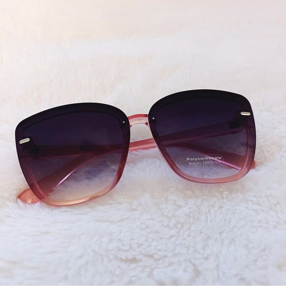 Giselle Black & Pink Oversized Cat Eye Sunglasses - Picture 2 of 10